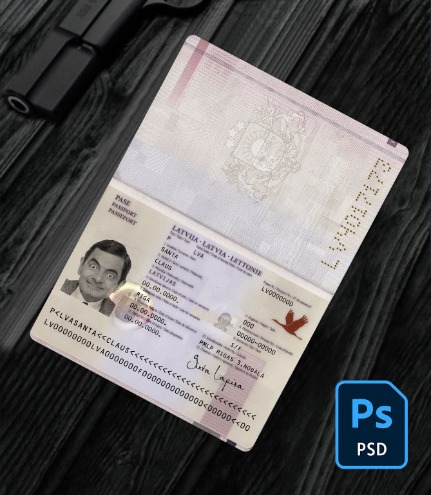 Latvia passport (2007 - 2015) PSD